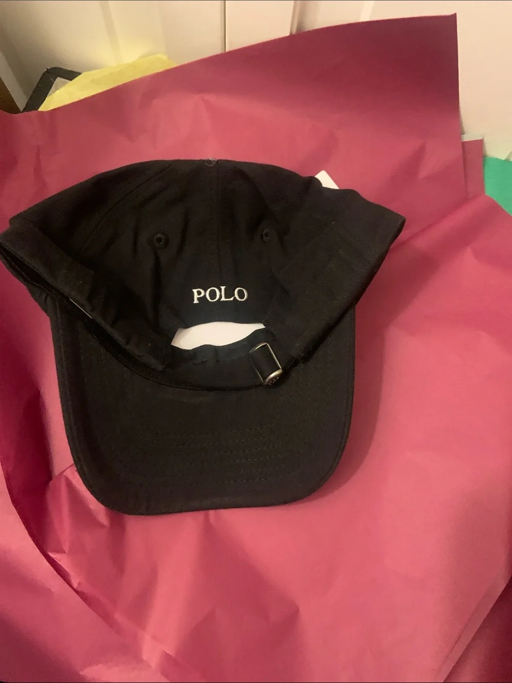 Polo by Ralph Lauren Black Baseball Cap with White Pony Logo